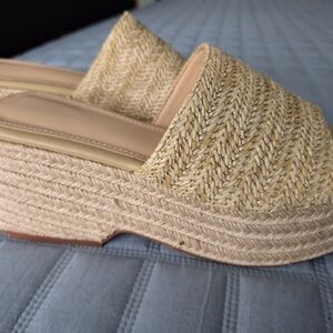 Women's Tan Woven Platform Sandals